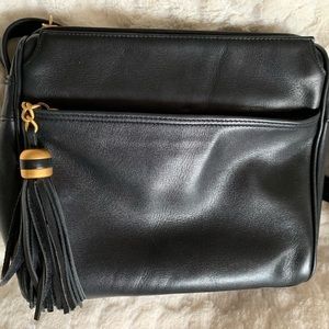 Tignanello Genuine Leather Black Tassel Bag